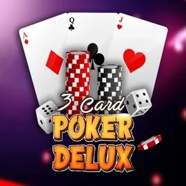 Three Card Poker Delux slot logo by Urgent Games at HiddenJack Casino